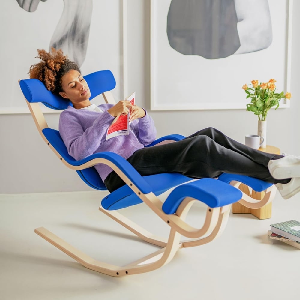 Varier Open-Box Gravity Zero Gravity Recliner, in an office setting