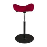 Varier Open-Box Move Sit-Stand Stool - Base: Black Lacquered Ash / Fabric: Revive Red, in an office setting